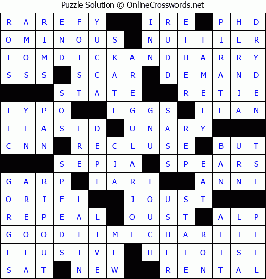 Solution for Crossword Puzzle #1896