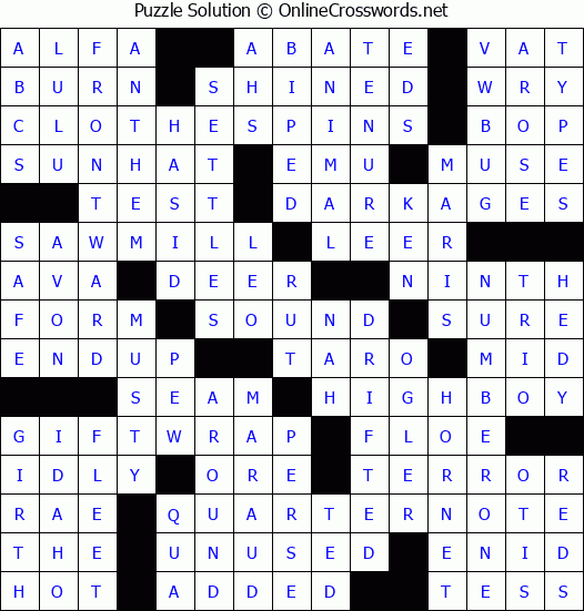 Solution for Crossword Puzzle #1957