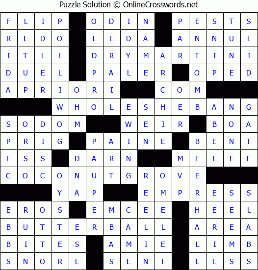 Solution for Crossword Puzzle #1985