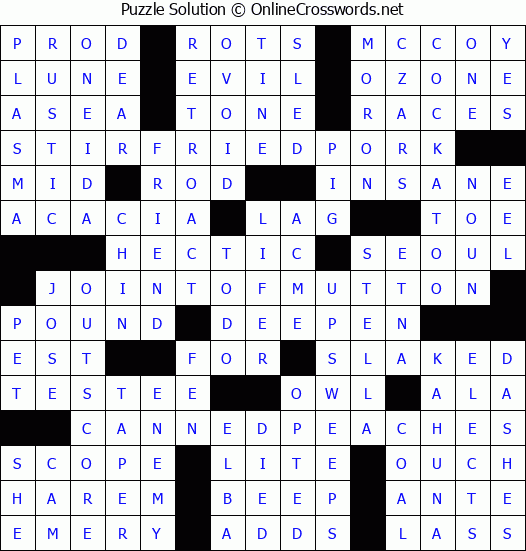 Solution for Crossword Puzzle #1989