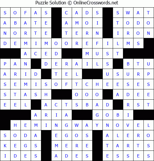 Solution for Crossword Puzzle #2002