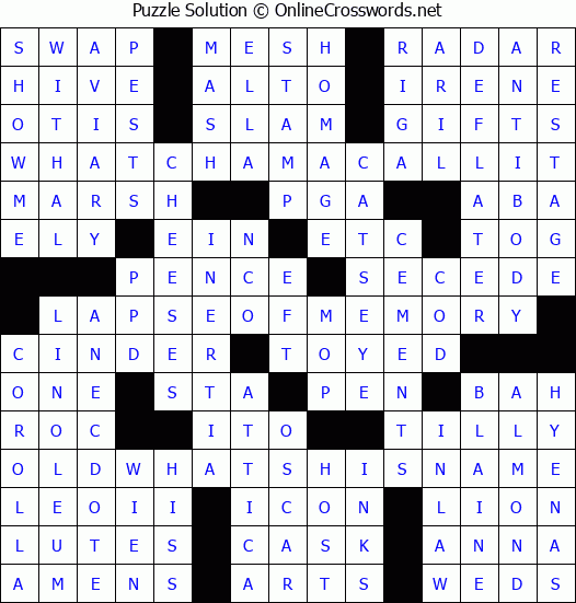 Solution for Crossword Puzzle #2018