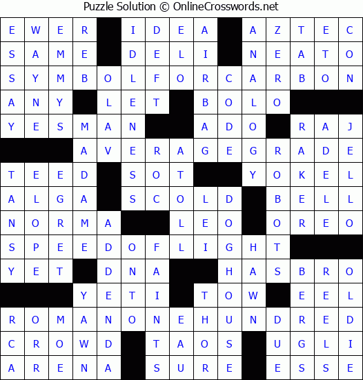 Solution for crossword puzzle 2022