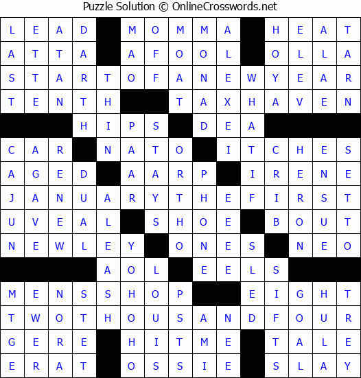 Solution for Crossword Puzzle 2026