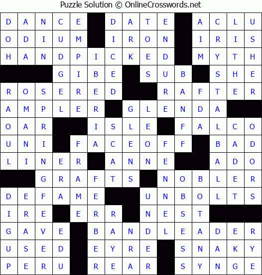 Solution for Crossword Puzzle #2037