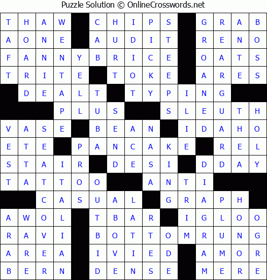 Solution for Crossword Puzzle #2057