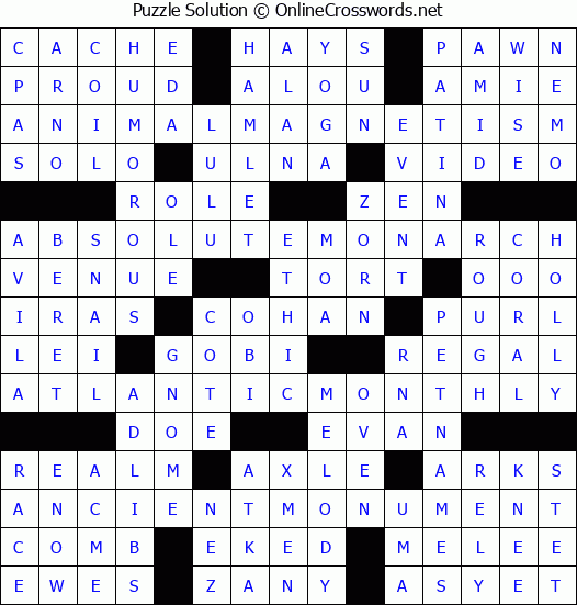 Solution for Crossword Puzzle #2060