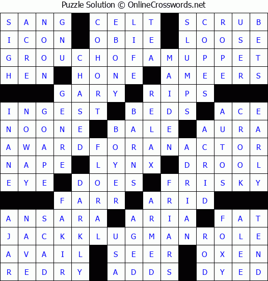 Solution for Crossword Puzzle #2068