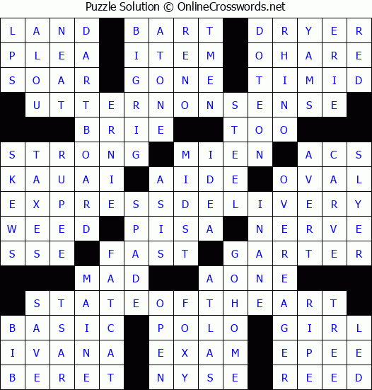 Solution for Crossword Puzzle #2090