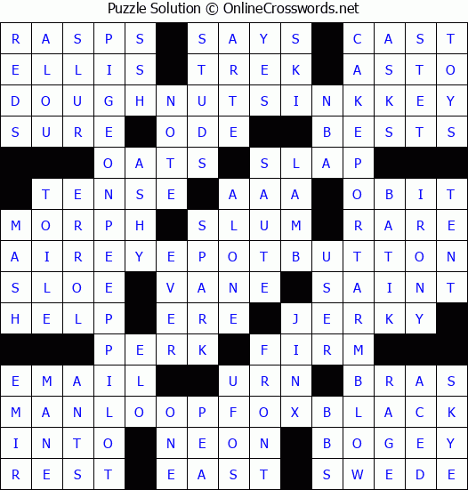 Solution for Crossword Puzzle #2092