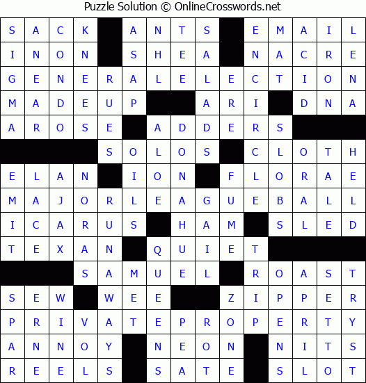 Solution for Crossword Puzzle #2124