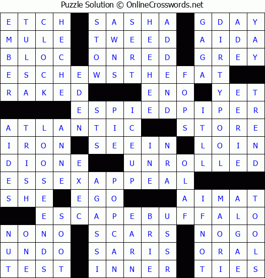 Solution for Crossword Puzzle #2141