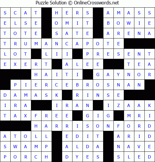 Solution for Crossword Puzzle #2147