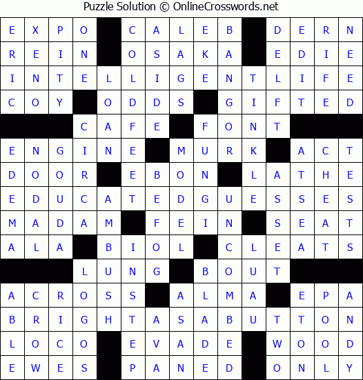 Solution for Crossword Puzzle #2163