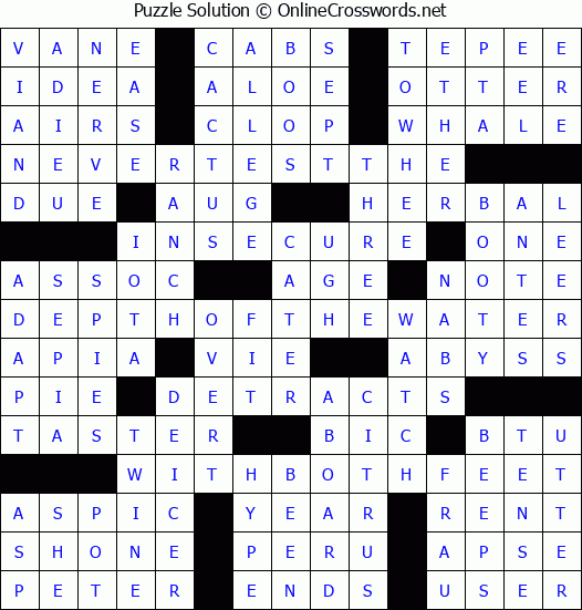 Solution for Crossword Puzzle #2182
