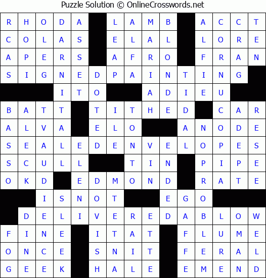 Solution for Crossword Puzzle #2191