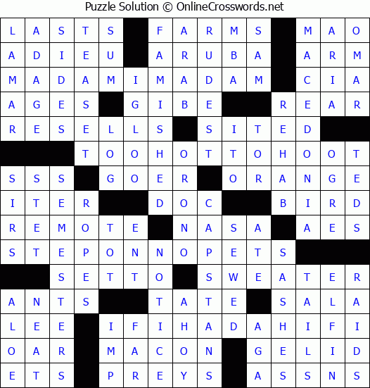 Solution for Crossword Puzzle #2204