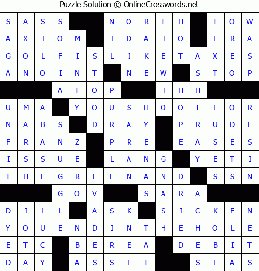 Solution for Crossword Puzzle #2212