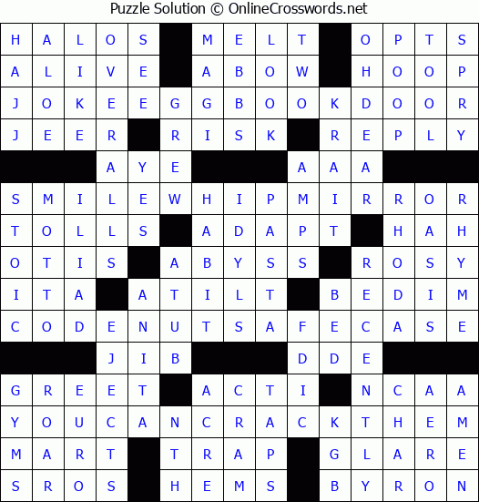 Solution for Crossword Puzzle #2220