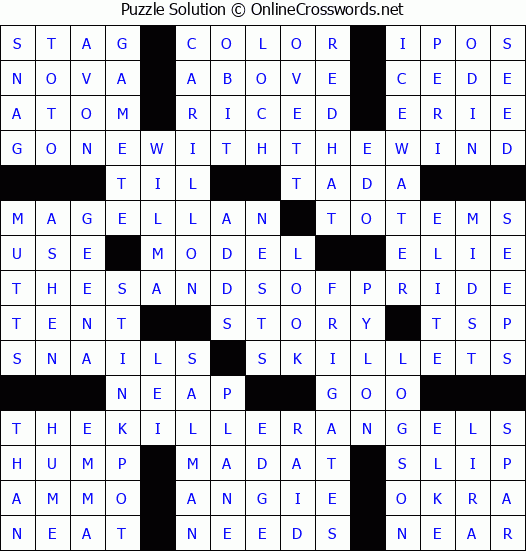Free Daily Printable Crossword Puzzles #1