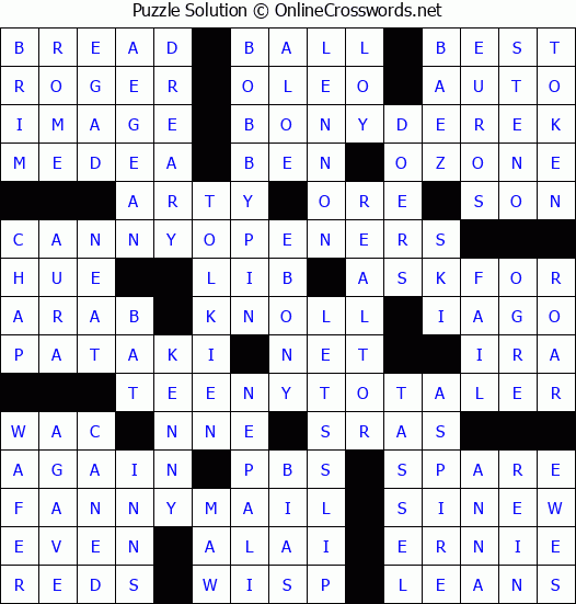 Solution for Crossword Puzzle #2254
