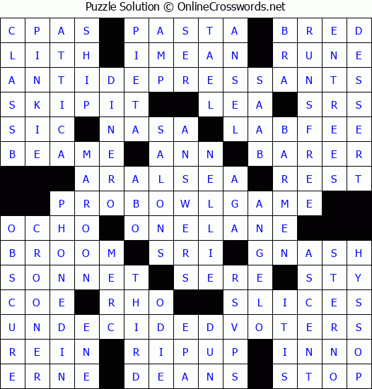 Solution for Crossword Puzzle #2259