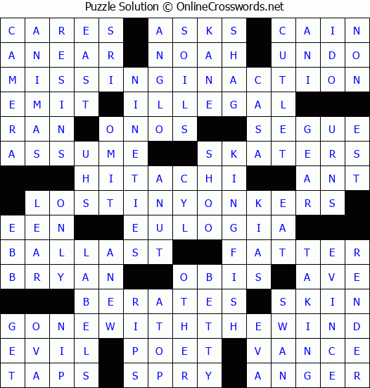 Solution for Crossword Puzzle #2317