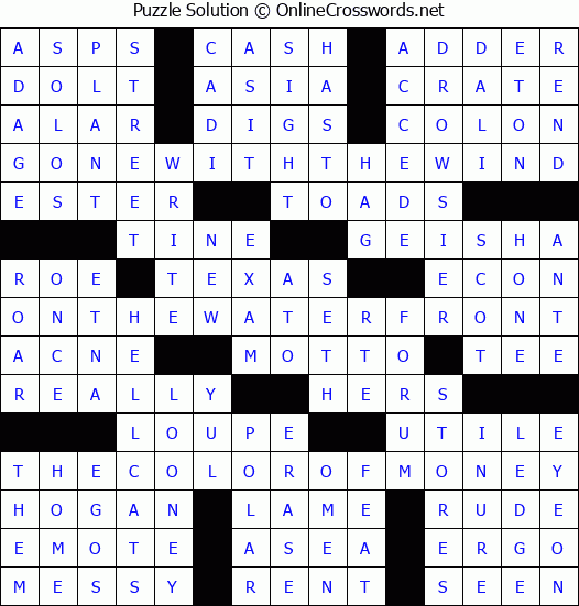 Solution for Crossword Puzzle #2327