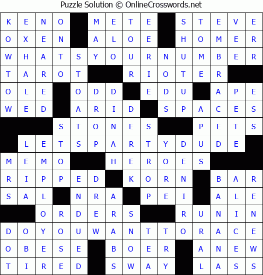 Solution for Crossword Puzzle #2333