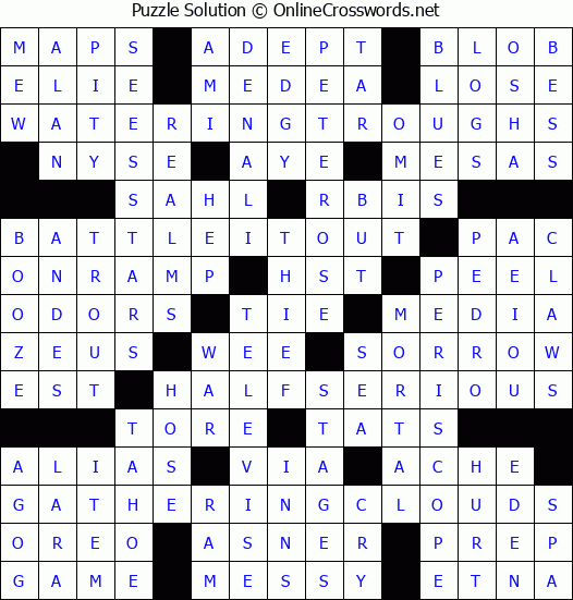 Solution for Crossword Puzzle #2383