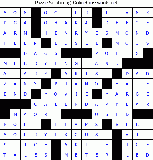 Solution for Crossword Puzzle #2391