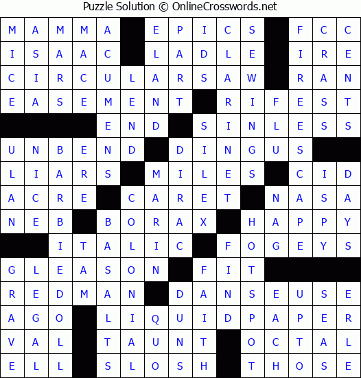 Solution for Crossword Puzzle #2429