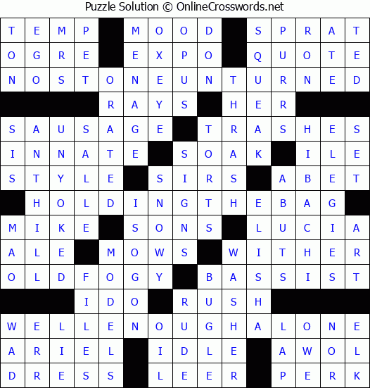 Solution for Crossword Puzzle #2500
