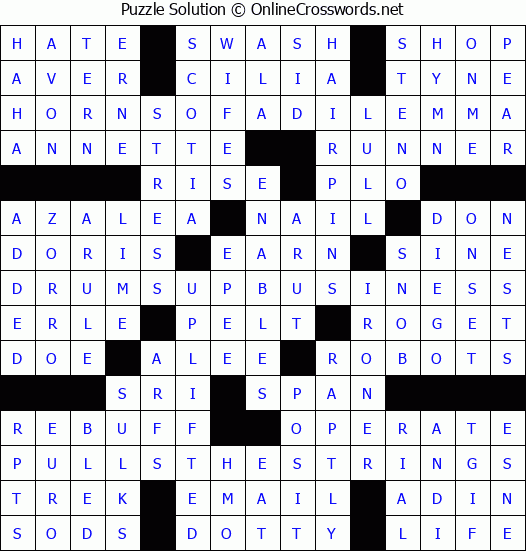 Solution for Crossword Puzzle #2508