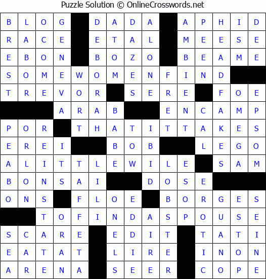 Solution for Crossword Puzzle #2519