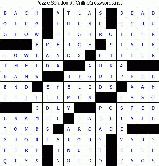 Solution for Crossword Puzzle #2537