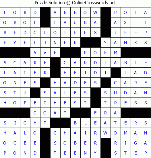 Solution for Crossword Puzzle #2551