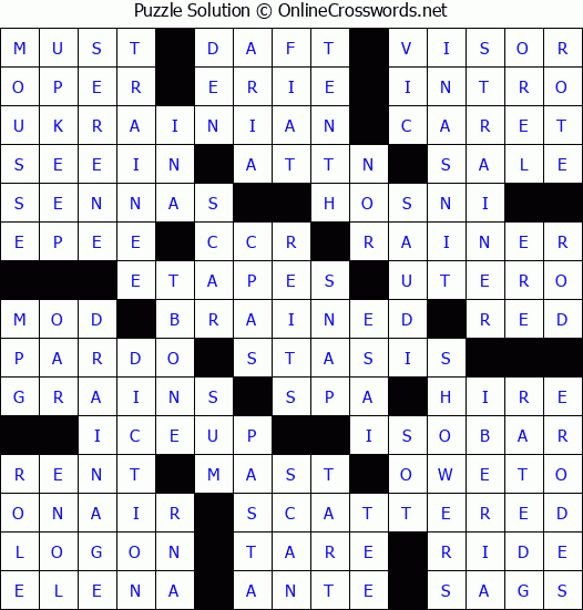 Solution for Crossword Puzzle #2553