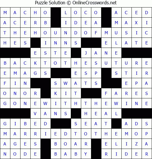 Solution for Crossword Puzzle #2578