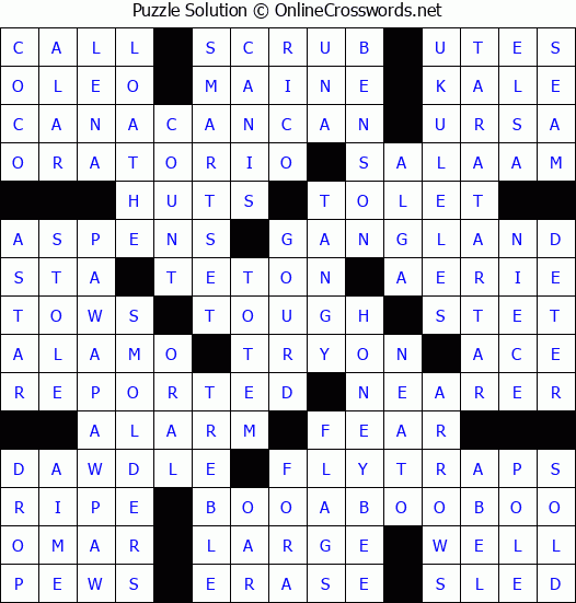 Solution for Crossword Puzzle #2728
