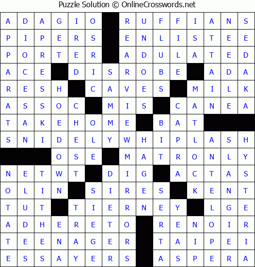 Solution for Crossword Puzzle #2778