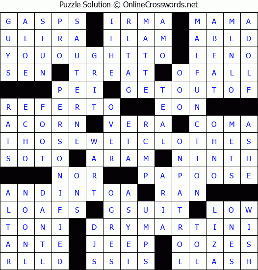 Solution for Crossword Puzzle #3206