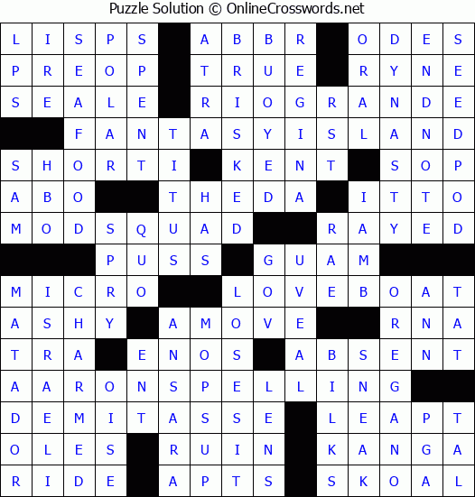 Solution for Crossword Puzzle #3684