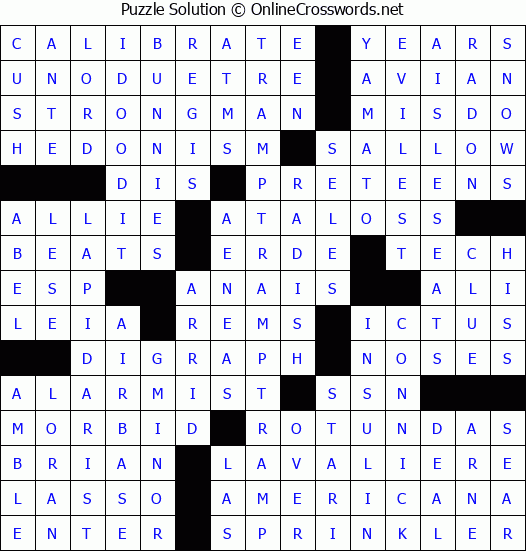Solution for Crossword Puzzle #3906
