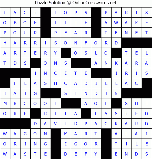 Solution for Crossword Puzzle #3909