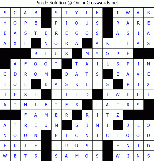 Solution for Crossword Puzzle #3922