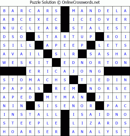 Solution for Crossword Puzzle #3924