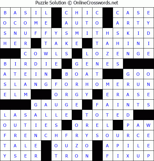 Solution for Crossword Puzzle #3925