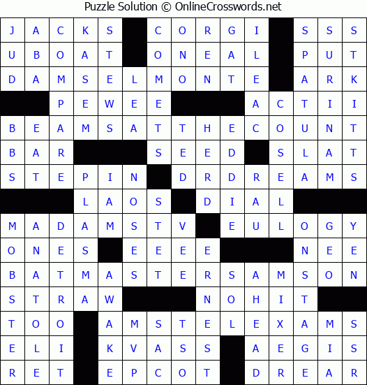 Solution for Crossword Puzzle #3926