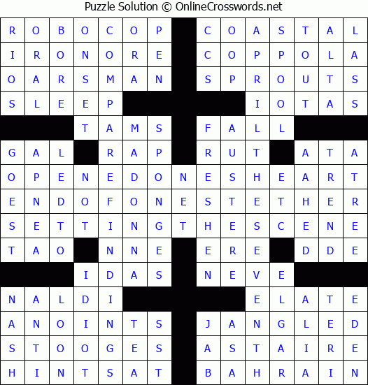 Solution for Crossword Puzzle #4001